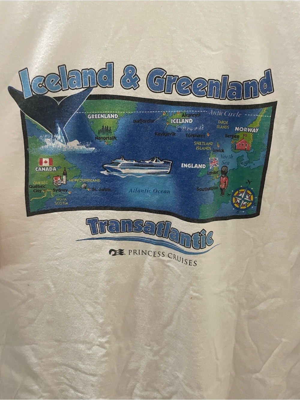 Vintage XL Princess Cruise Iceland And Greenland Transatlantic White T Shirt